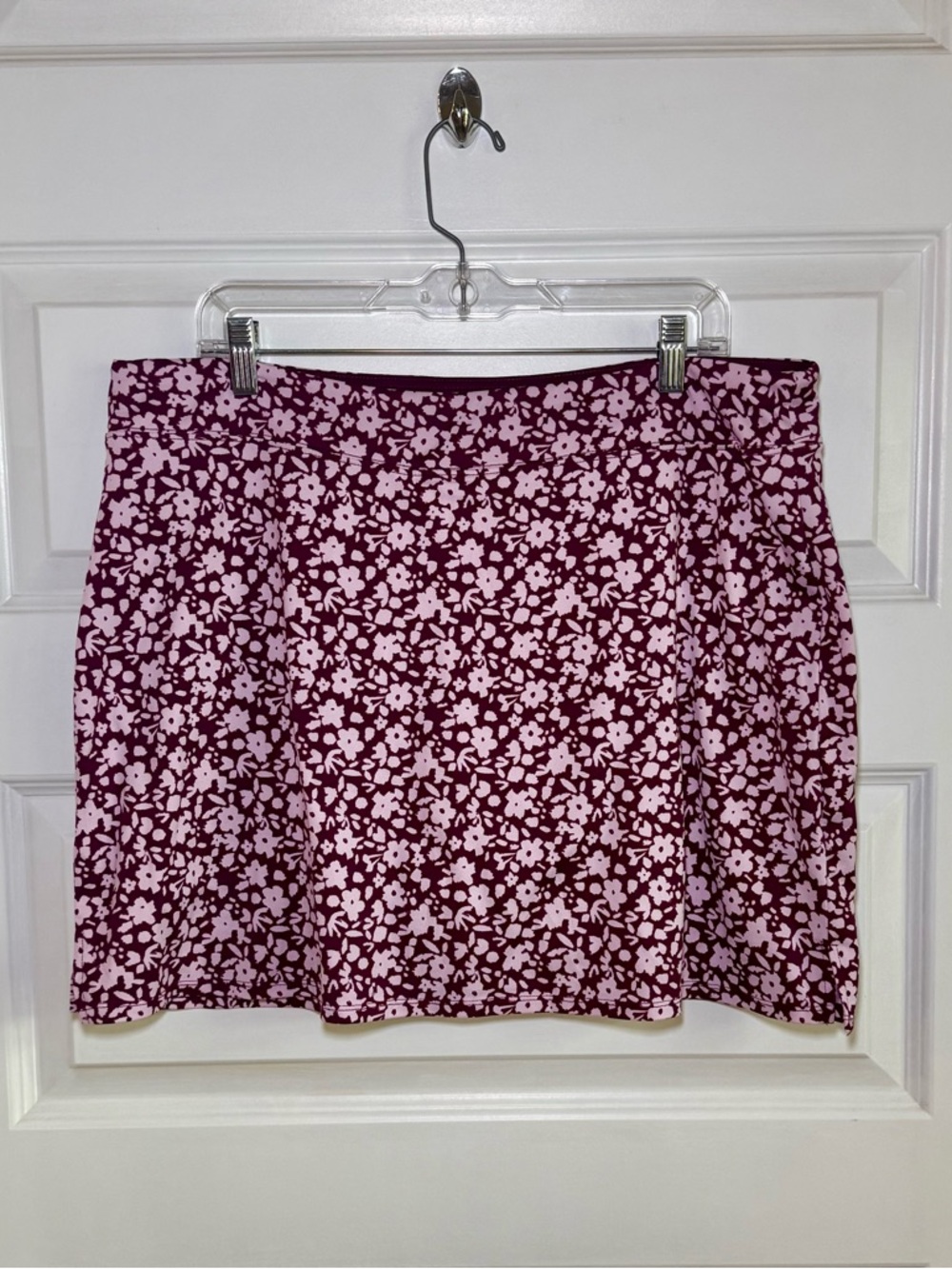 Tranquility by Colorado Clothing Pink Floral Mini Skort on Burgundy